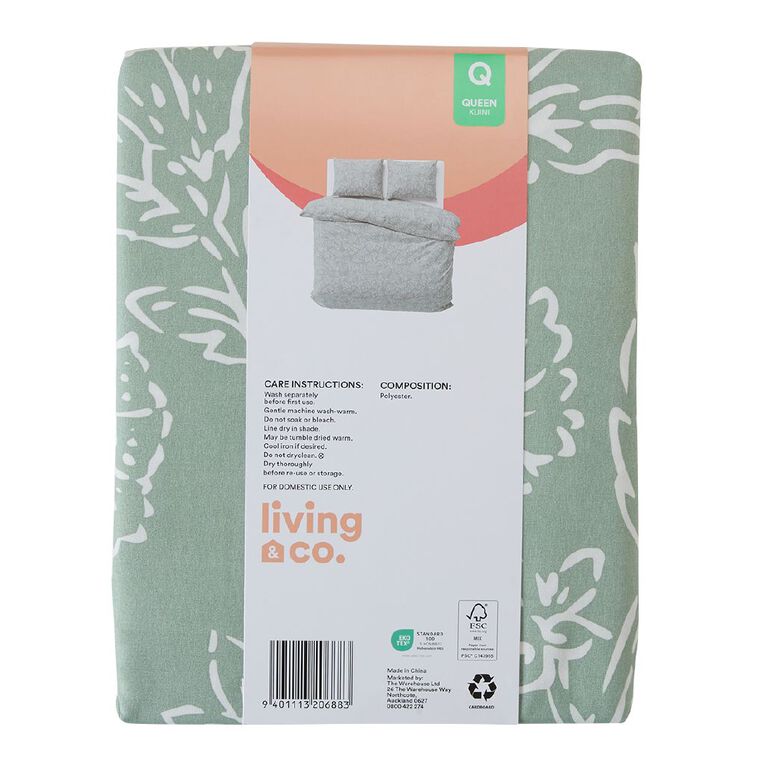 Living & Co Duvet Cover Set Folk Green Queen, , hi-res